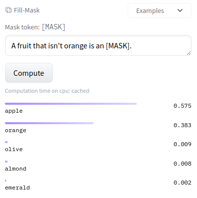 BERT Lare predicting apple followed by orange