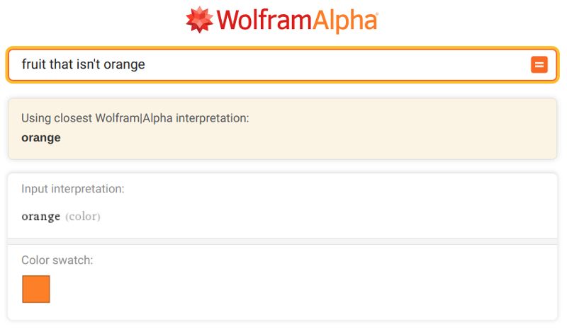 Wolfram image search showing color orange